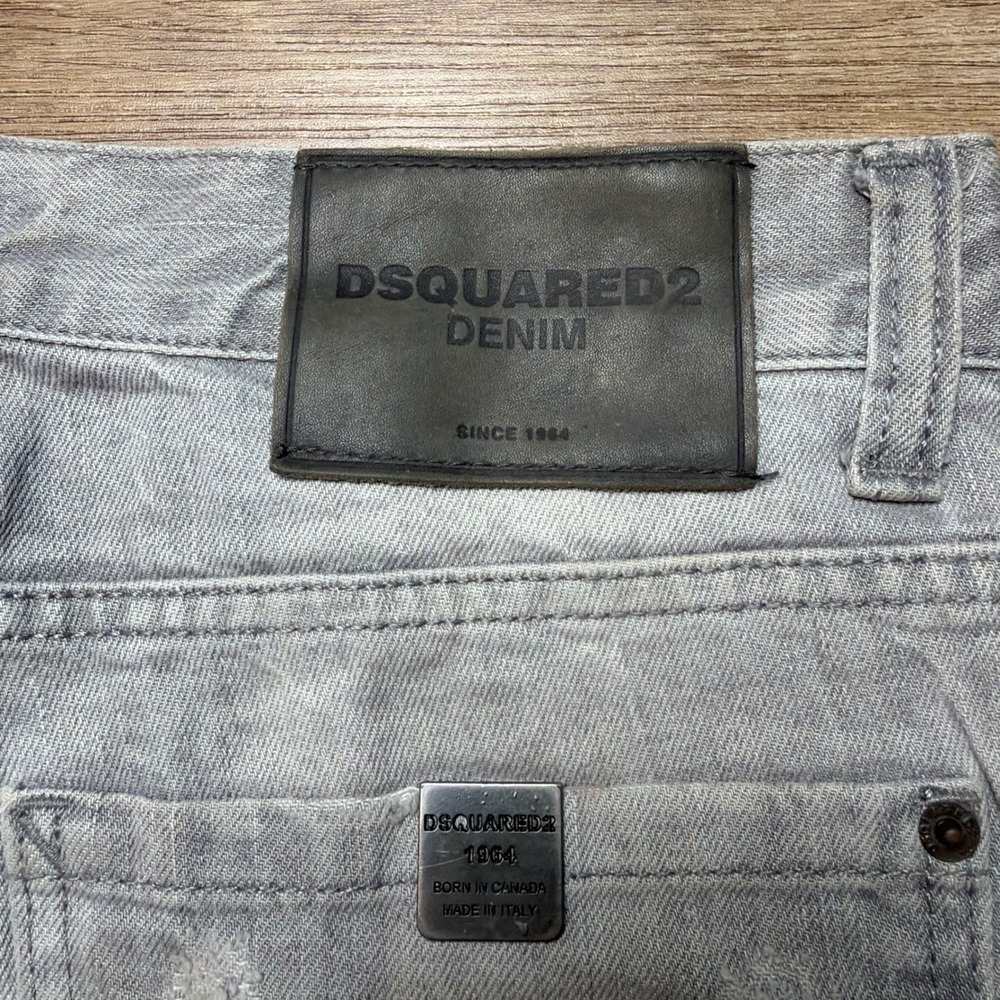 Dsquared2 Slim Jeans Mens 32x34 Grey Distressed Paint Splatter Made in Italy - Picture 5 of 16